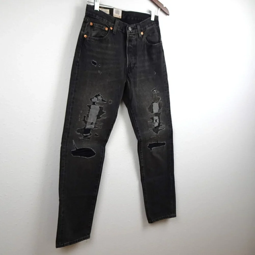 Levi's 501 '54 Jeans Men's Size 29x32 Black Denim Distressed READ MEASUREMENTS